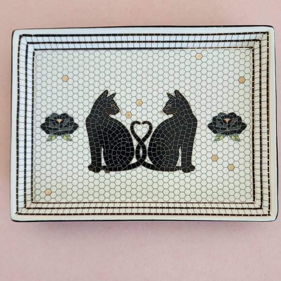 Anthropologie Bistro Tile Vanity Tray Cat Halloween NEW - Picture 4 of 10